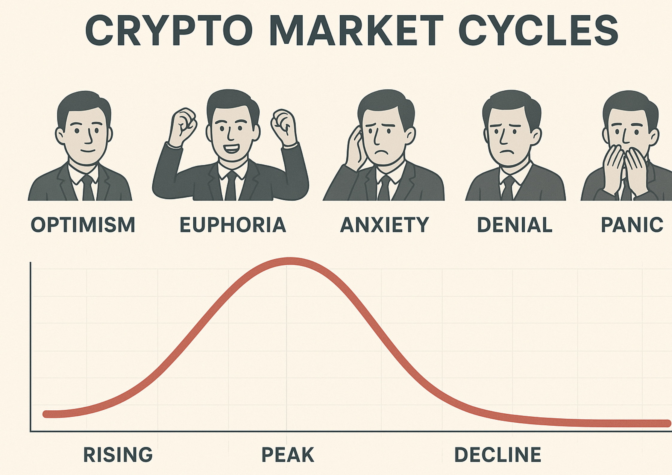 a crypto infograph showing facial expression of crypto investors