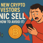 An image with the caption ''Why New Crypto Investors Panic Sell (And How to Avoid It)''