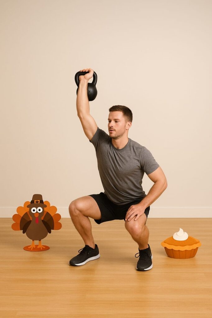 Texas Thanksgiving Fitness: The 5 Simple Moves You'll Love. A Picture of a young man performing the turkey burner squats