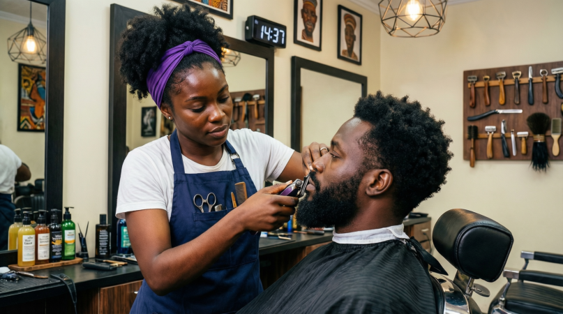 Female barbing a lucrative side hustle business
