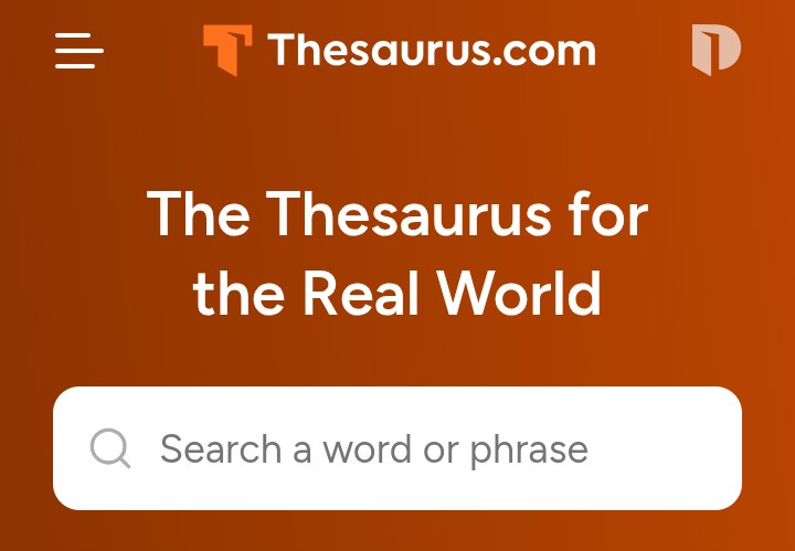 A screenshot of thesaurus website 