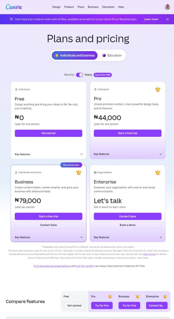Canva Free vs Pro